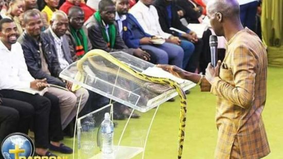 Pastor uses live snake to perform miracles in church